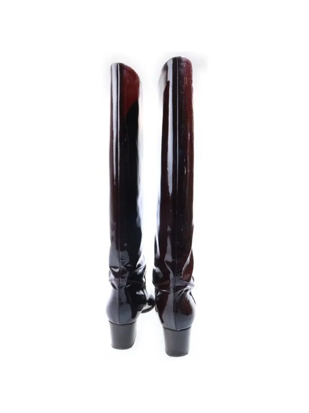 Chanel CC Logo Patent Long Boots Brown - Picture 3 of 6